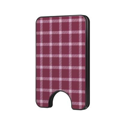 Mulberry Plaid Magnetic Wallet with rich mulberry and pink plaid pattern