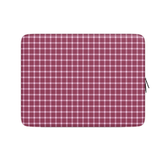 Plaid patterned pouch on a white background