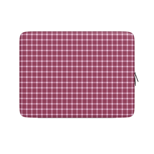 Plaid patterned pouch on a white background