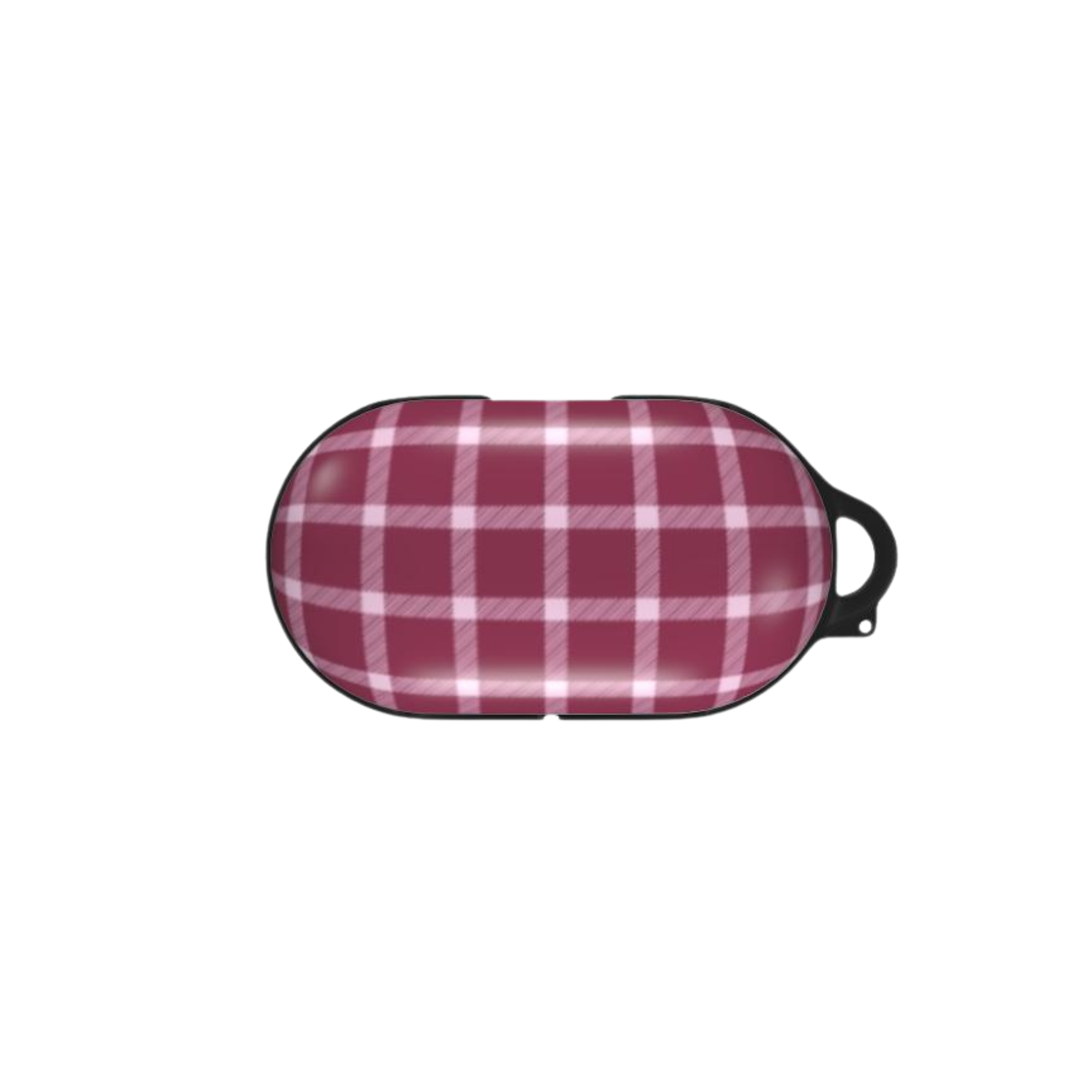 Red and white checkered buds case on a white background