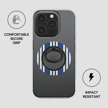 Phone case with ring holder on a gray background