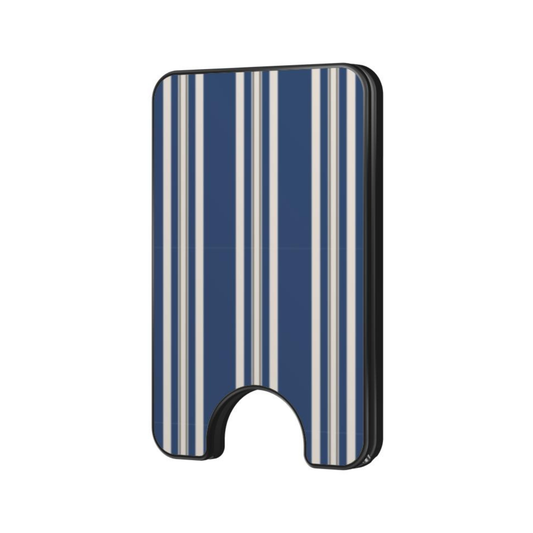 Nautic Stripe Magnetic Wallet with a blue and white striped pattern