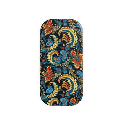Phone case with colorful paisley pattern on a white background