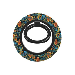Decorative phone ring holder with colorful paisley pattern on a white background