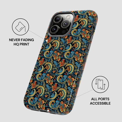 Phone case with floral pattern on a gray background