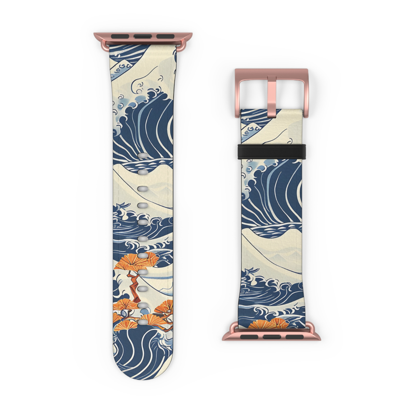 Watch band with wave and fish design on a white background | Casenari