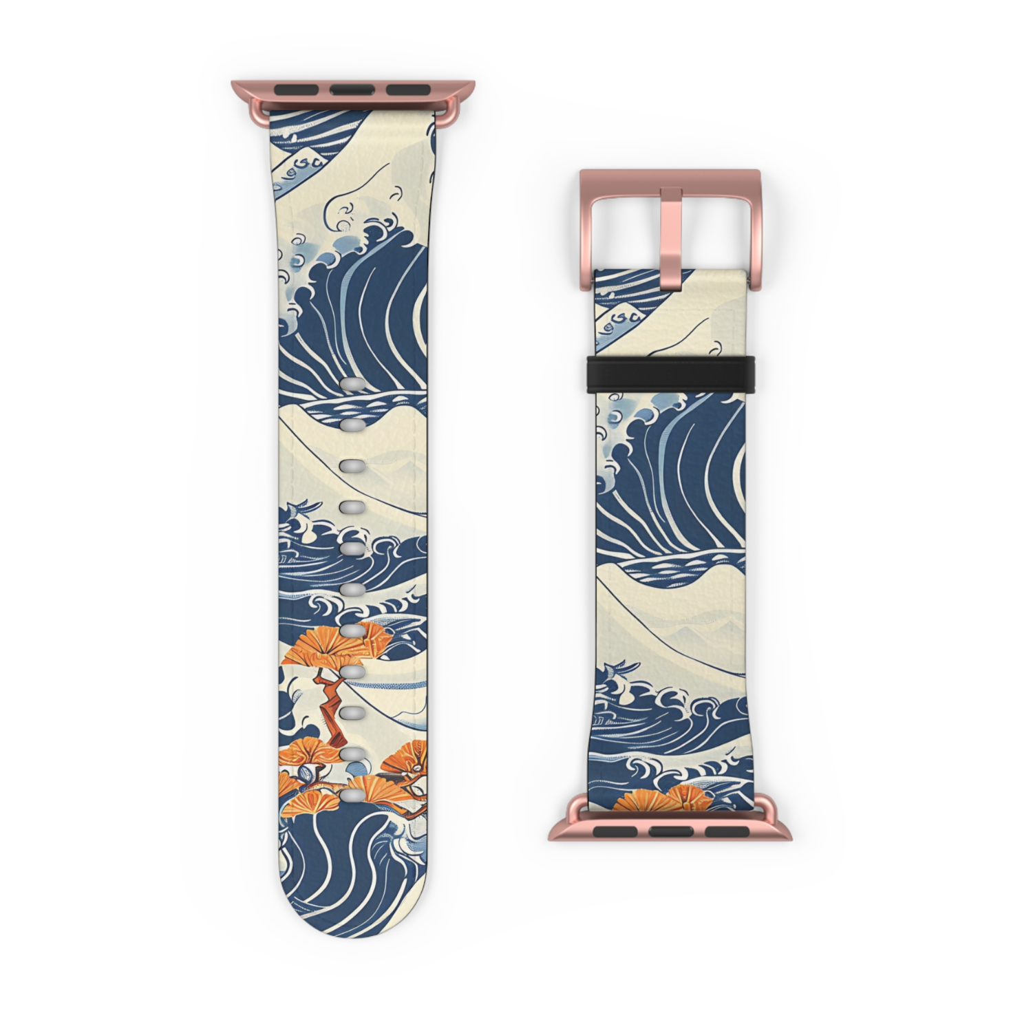 Watch band with wave and fish design on a white background | Casenari