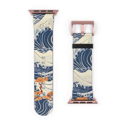 Watch band with wave and fish design on a white background | Casenari
