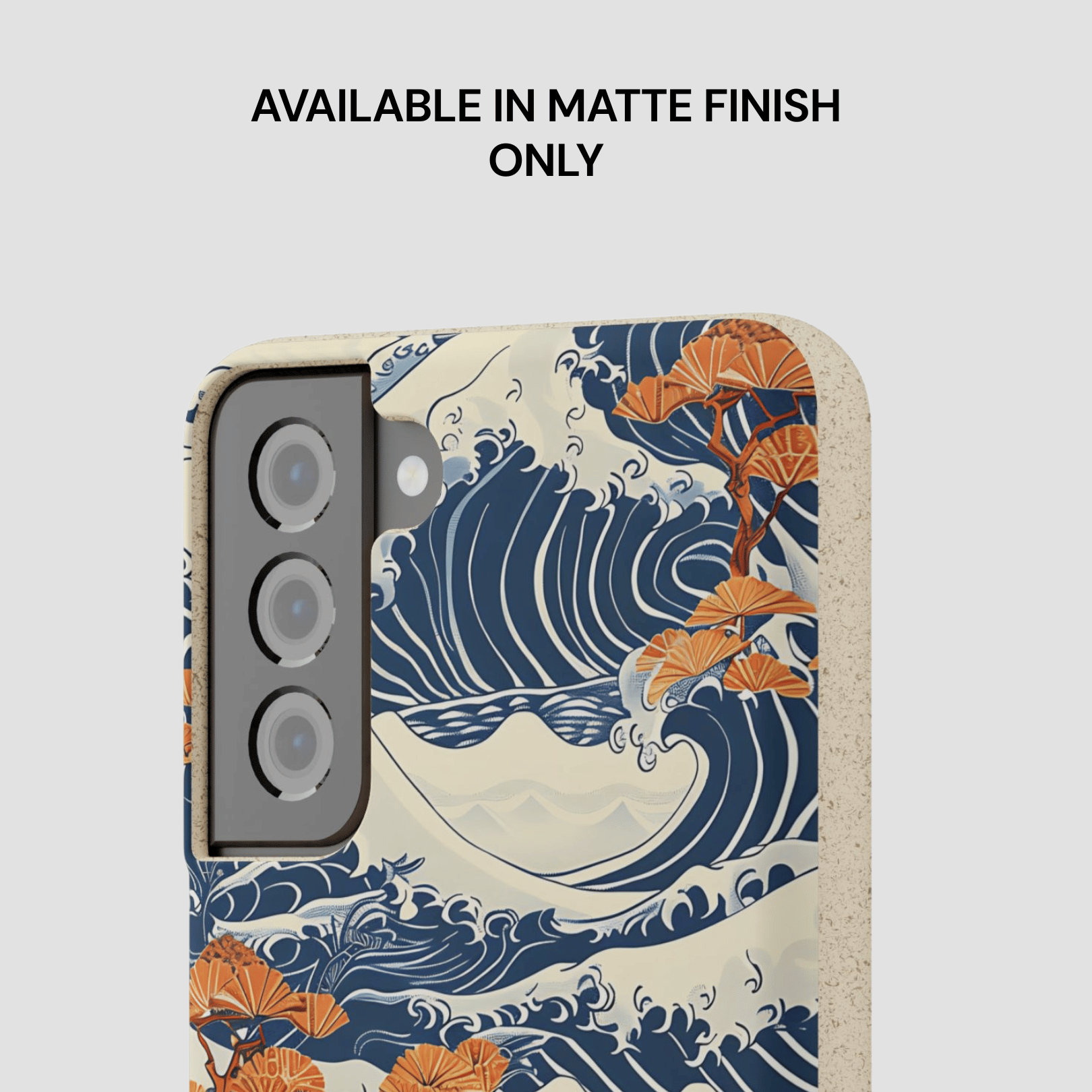 Phone case with wave and floral design on a light gray background | Casenari