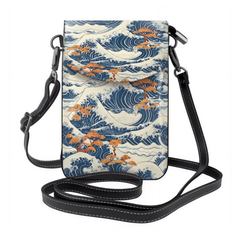 Crossbody bag with wave and fish design on a white background | Casenari