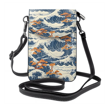 Crossbody bag with wave and fish design on a white background | Casenari