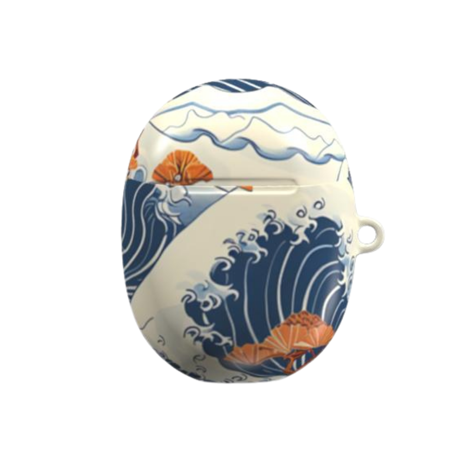 Decorative case with wave and fish design on a white background