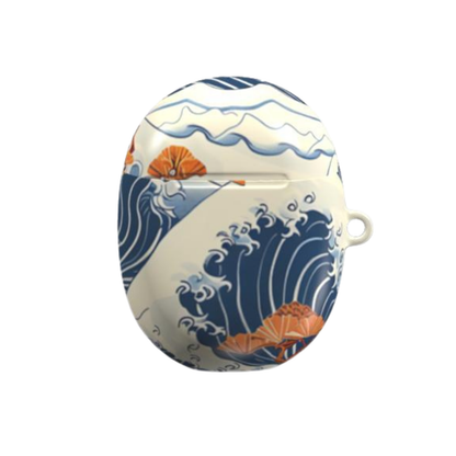 Decorative case with wave and fish design on a white background