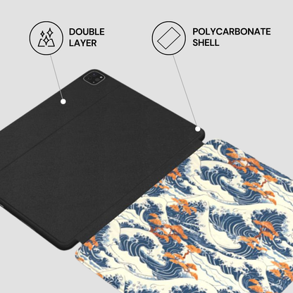 Black tablet case with wave pattern on a gray background | Casenari