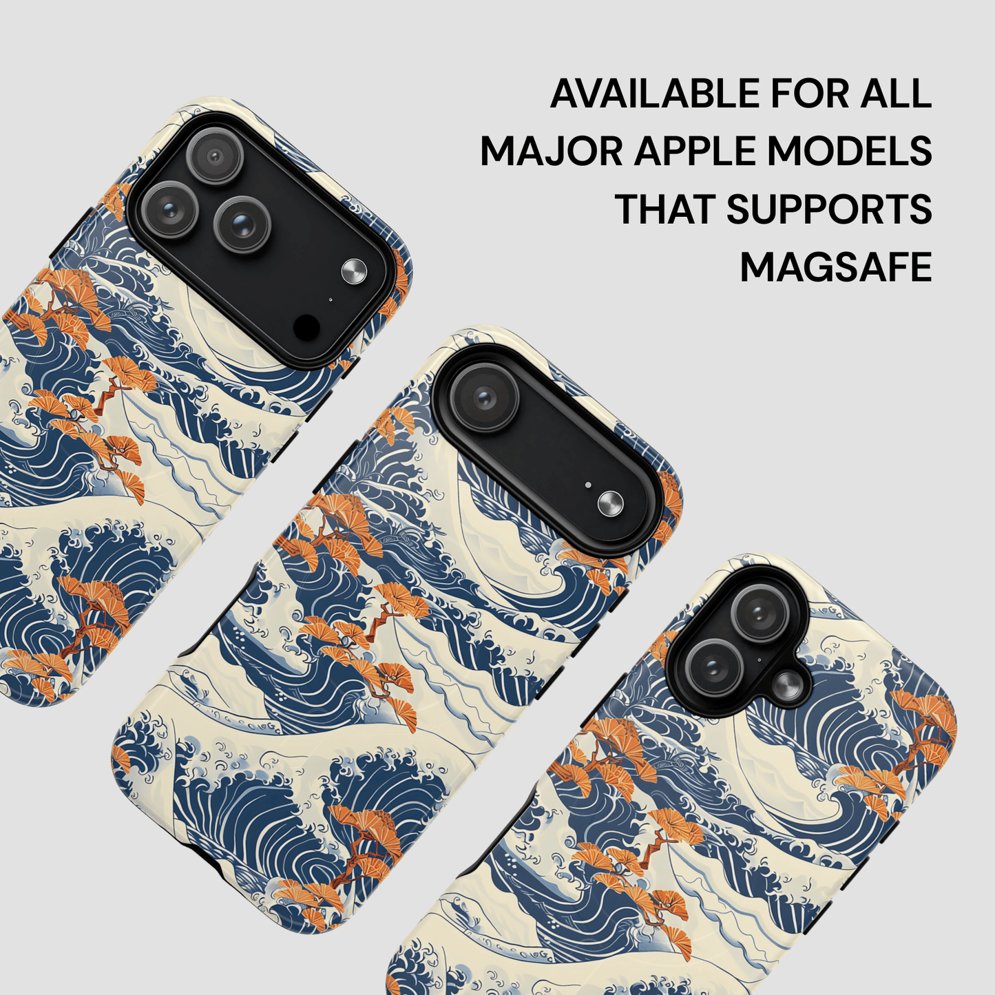 Phone cases with wave design on a light gray background | Casenari