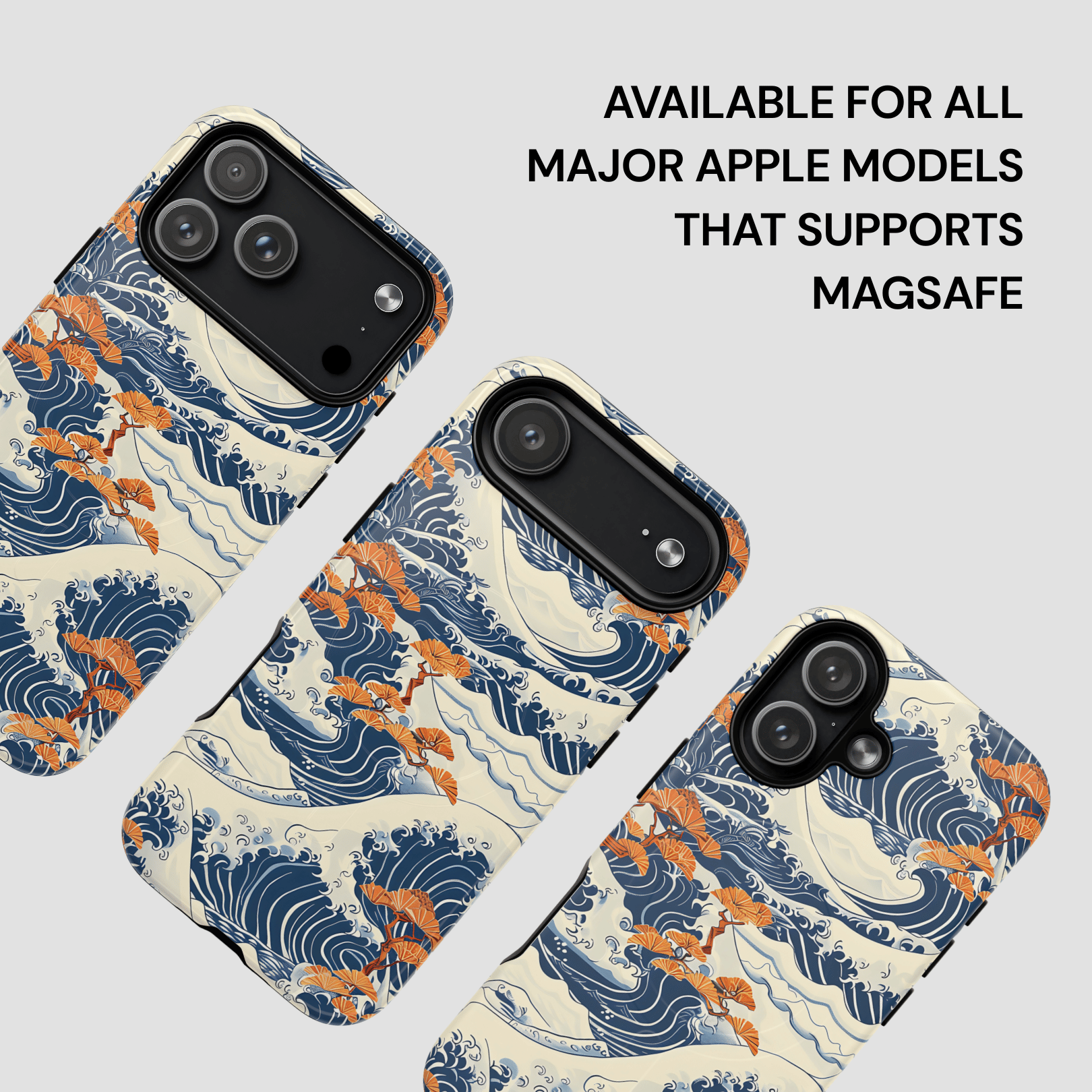 Phone cases with wave design on a light gray background | Casenari