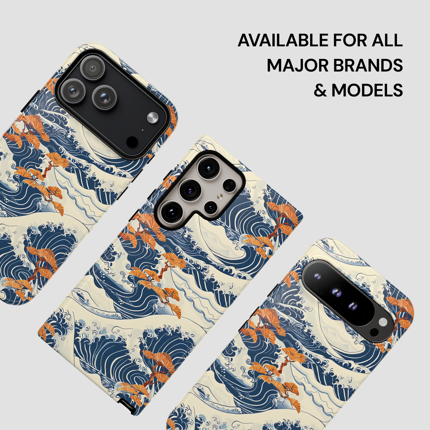 Phone cases with wave design on a light gray background | Casenari