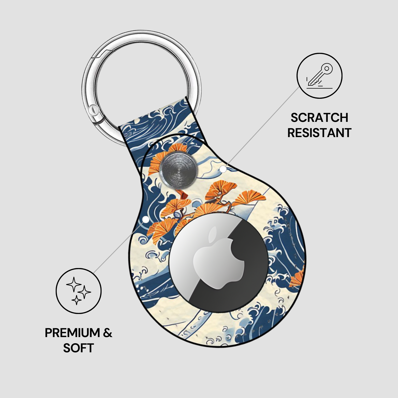 Keychain case with Apple logo design on a gray background | casenari