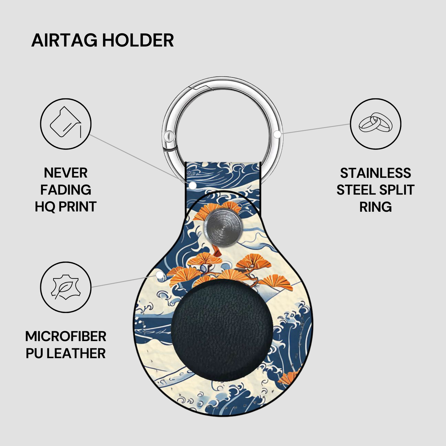 Airtag holder with wave design on a gray background | casenari
