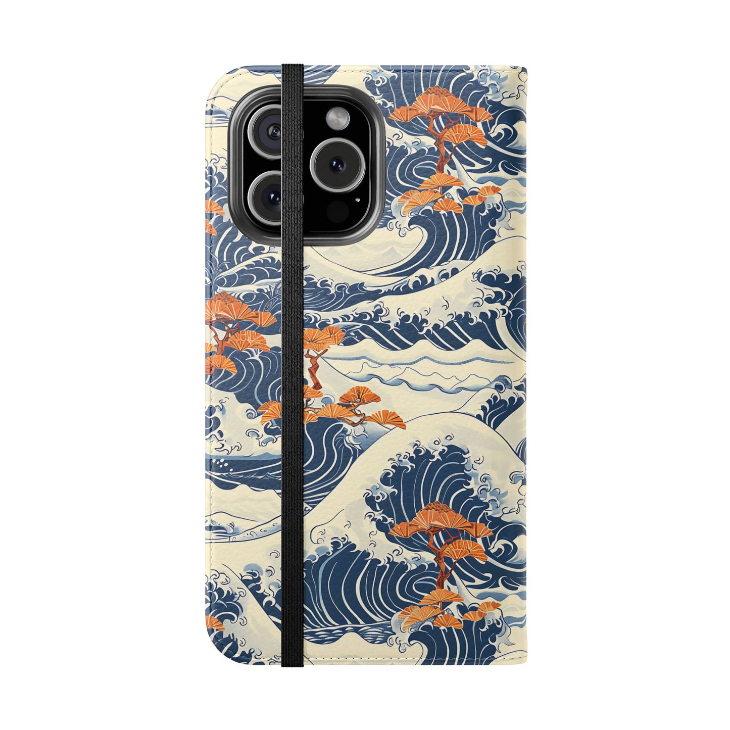 Phone case with wave and cherry blossom design on a white background | Casenari