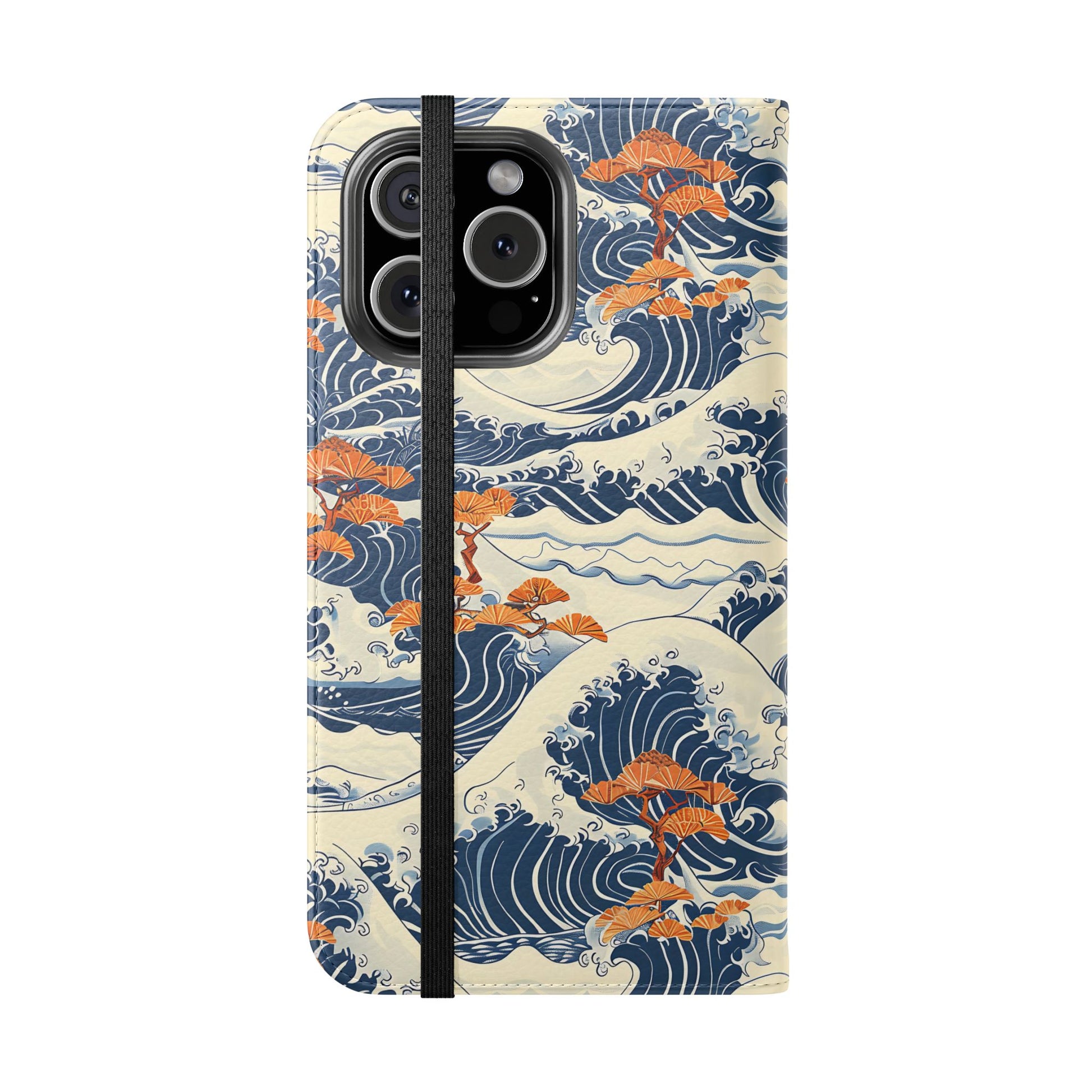 Phone case with wave and cherry blossom design on a white background | Casenari