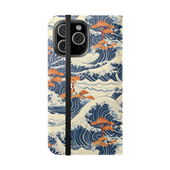 Phone case with wave and cherry blossom design on a white background | Casenari