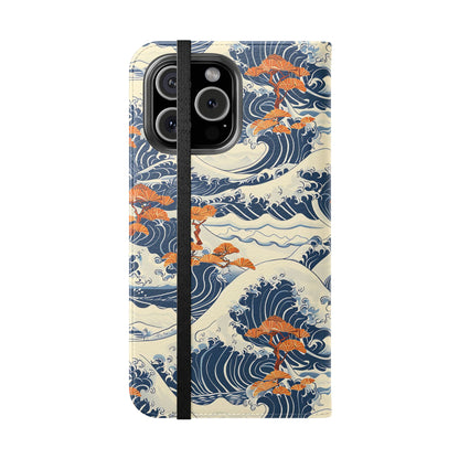 Phone case with wave and cherry blossom design on a white background | Casenari