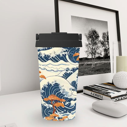Desk organizer with wave design on a desk next to a framed picture and books. | Casenari