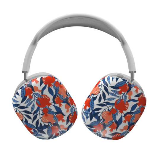 Floral-patterned headphones on a white background