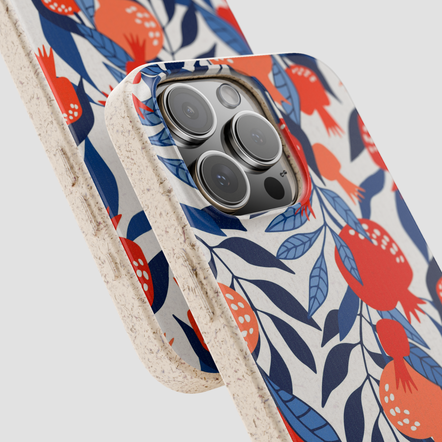 Phone case with floral pattern on a light gray background