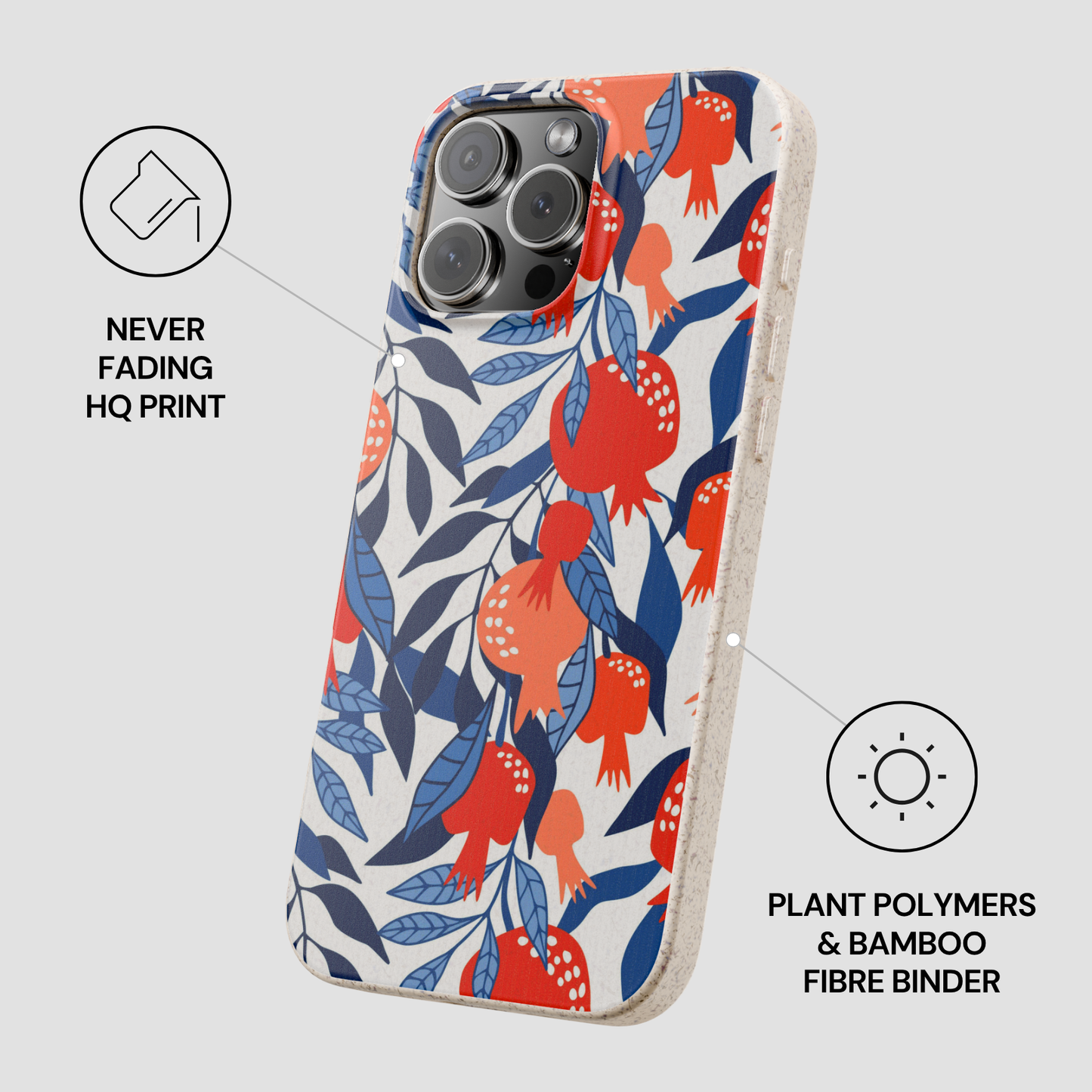 Phone case with floral design on a light gray background
