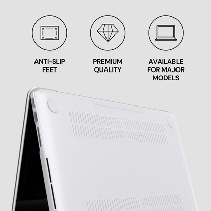 Laptop with features highlighted on a light gray background