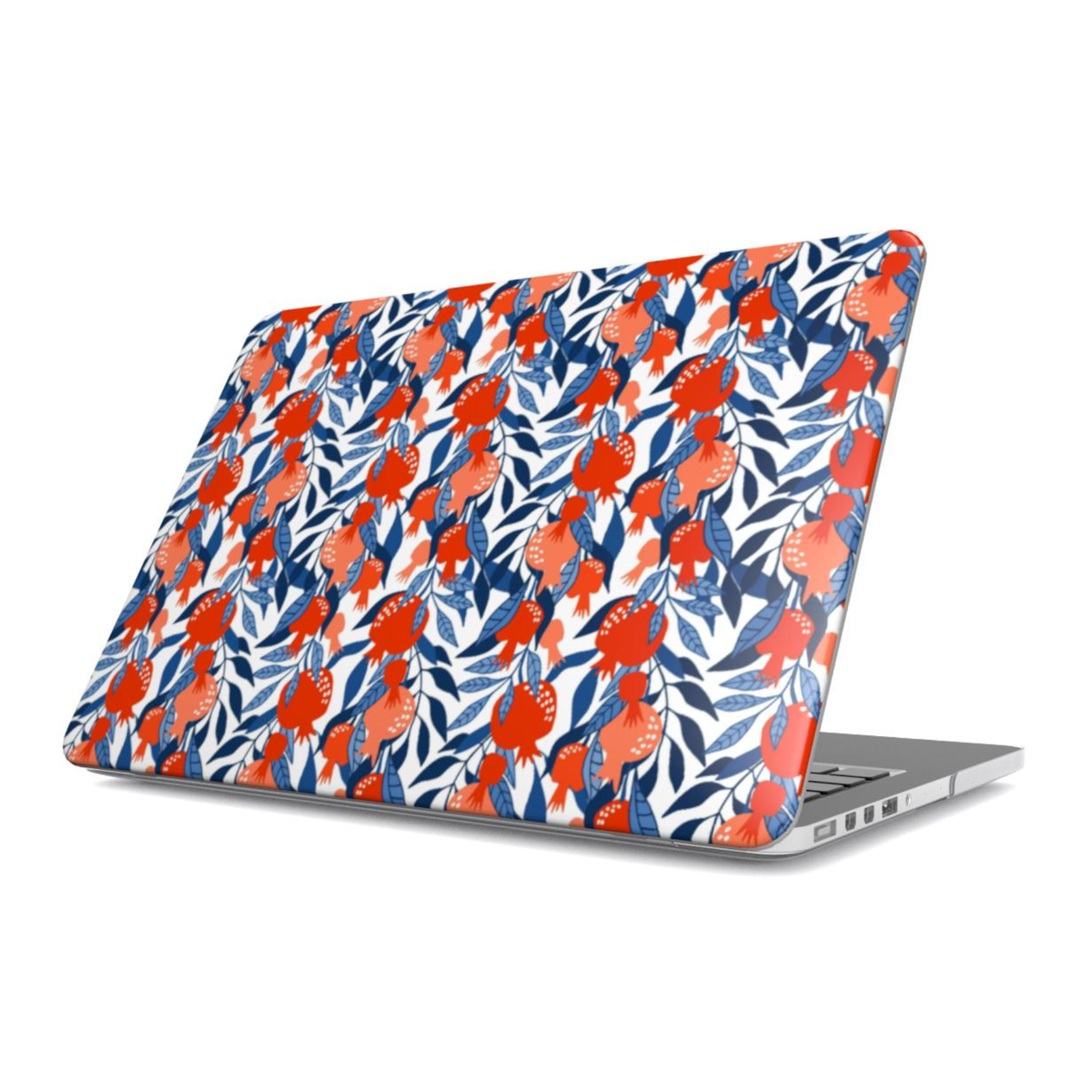 Laptop with a colorful floral pattern on a white background