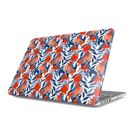 Laptop with a colorful floral pattern on a white background