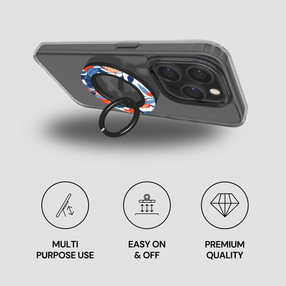 Phone case with ring holder on a gray background
