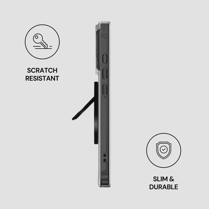 Black metal lock with 'Scratch Resistant' and 'Slim & Durable' icons on a light gray background