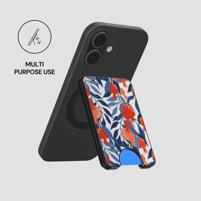 Pom Blossom Magnetic Wallet attached to a phone in a MagSafe-style setup