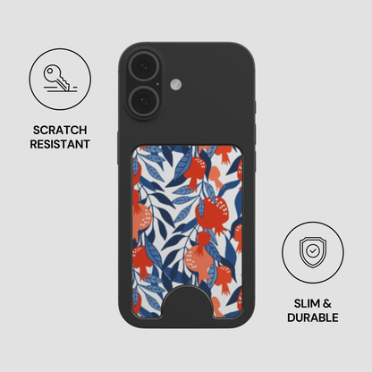 Pom Blossom Magnetic Wallet attached to the back of a phone showing slim and durable everyday use