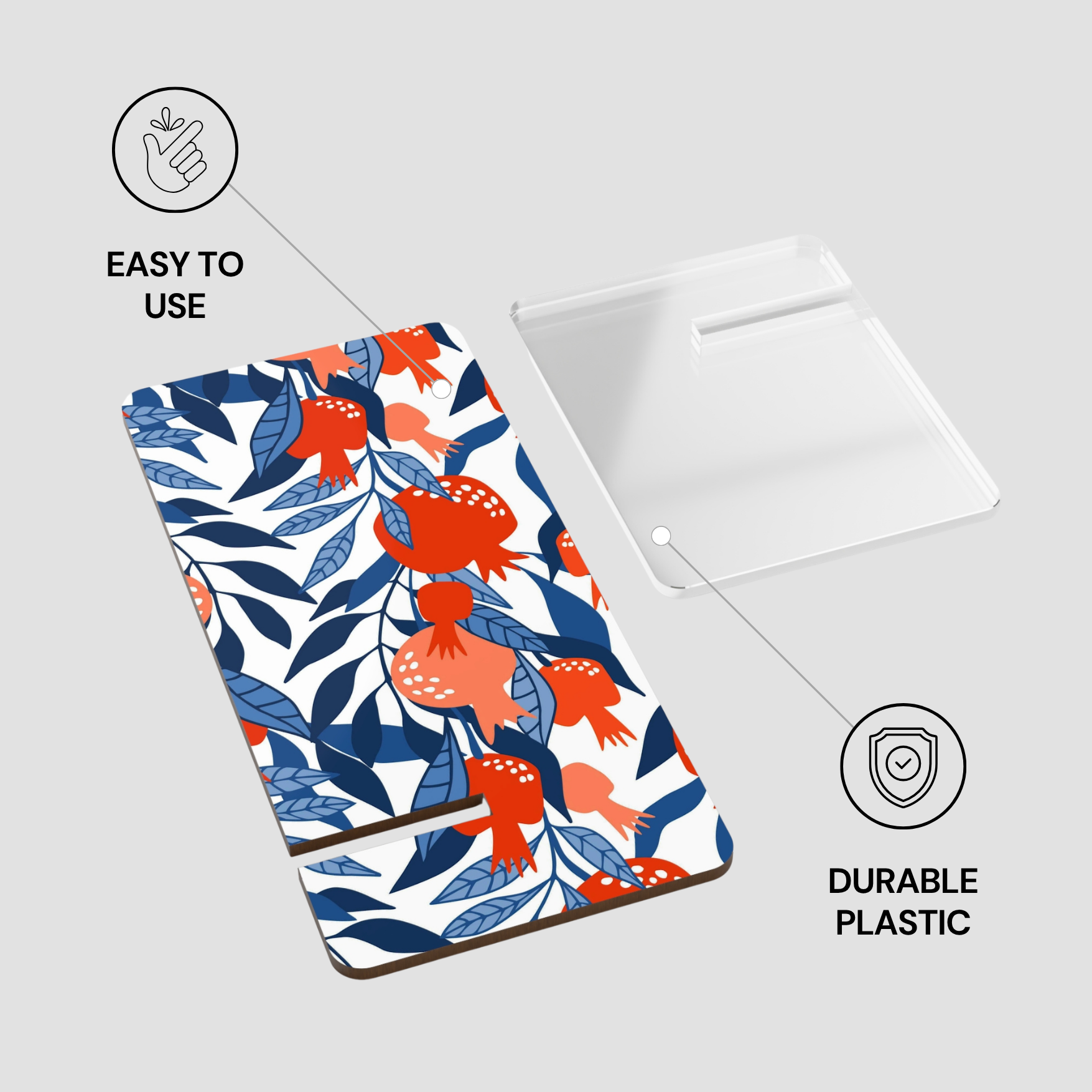 Phone case with floral design on a white background
