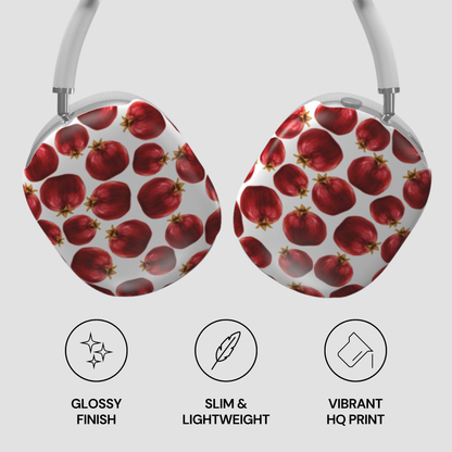 Headphones with pomegranate pattern on a white background
