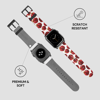 Smartwatch with a floral strap on a light gray background