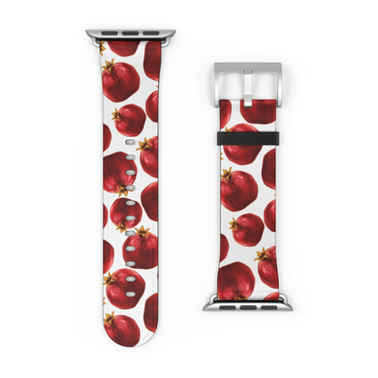 Watch band with pomegranate pattern on a white background