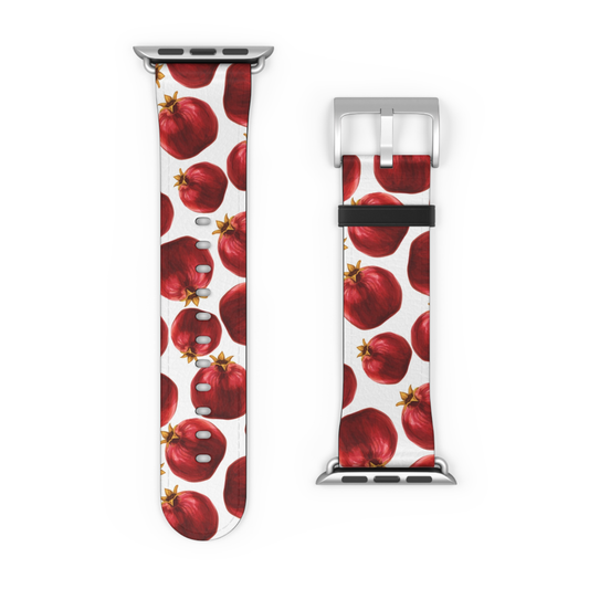 Watch band with pomegranate pattern on a white background