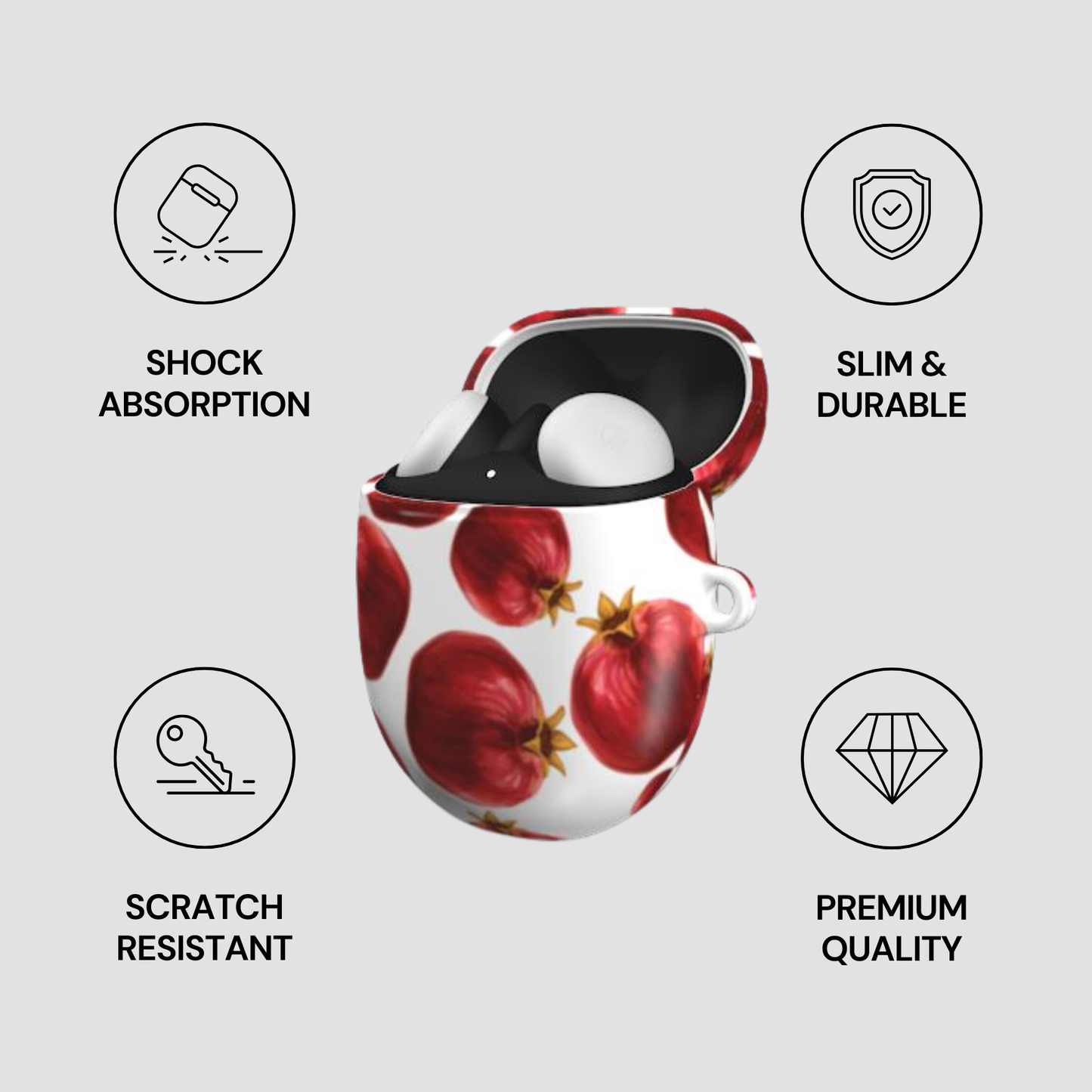 Product with features highlighted on a gray background