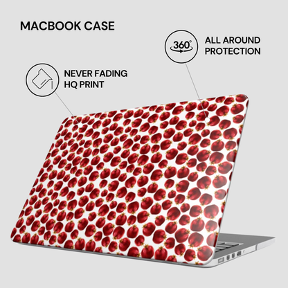 Macbook case with red pattern on a white background