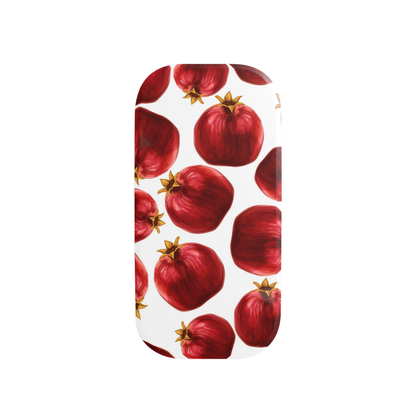 Phone case with red pomegranate design on a white background