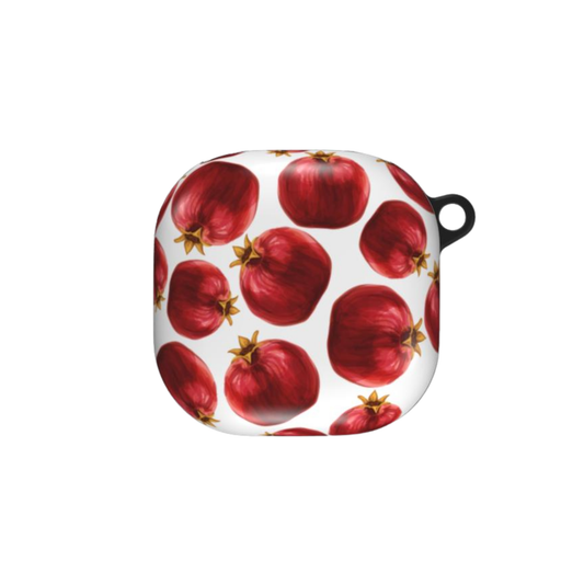 Round pouch with red pomegranate pattern on a white background