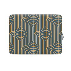 Laptop sleeve with geometric pattern on a white background
