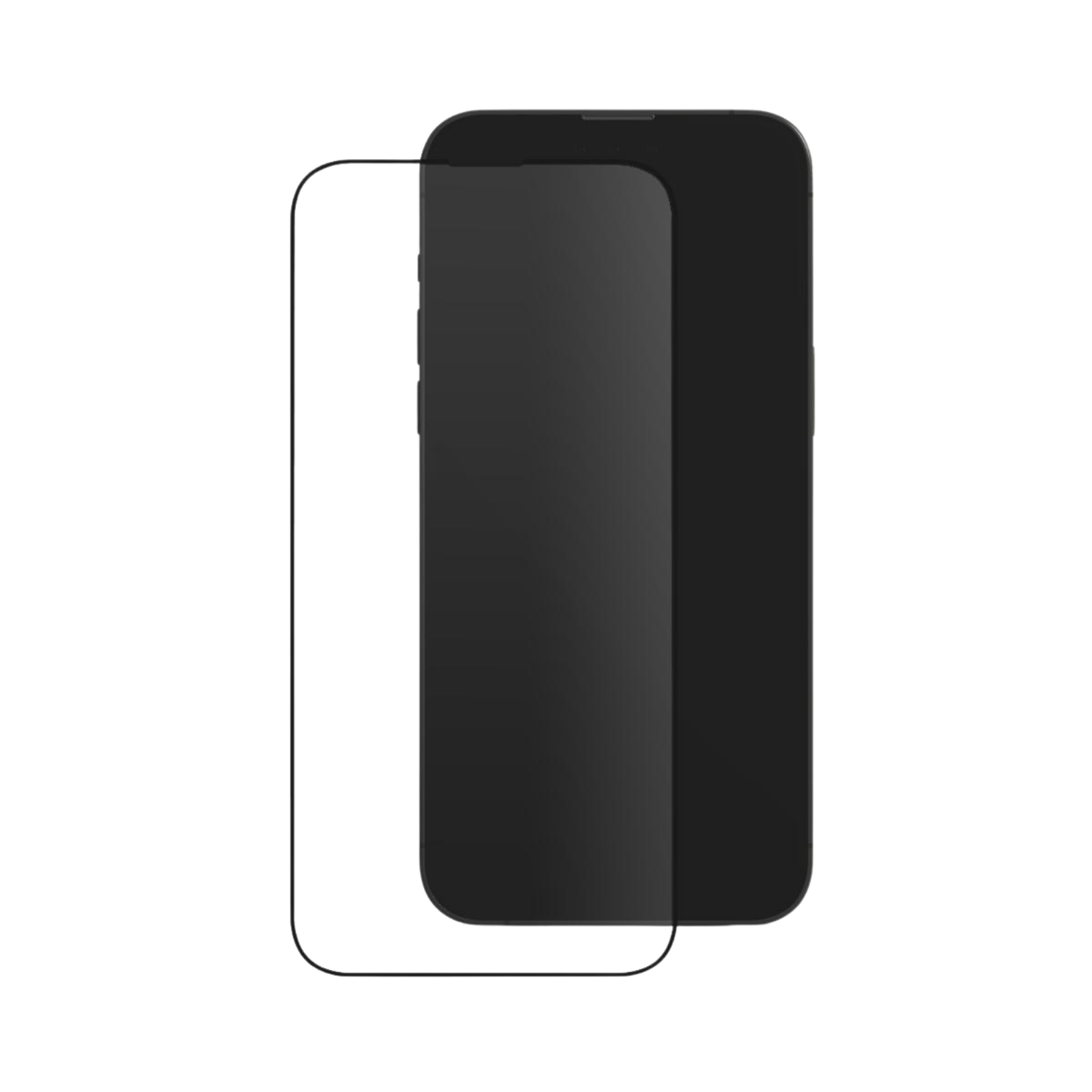 Smartphone with a black screen protector on a white background