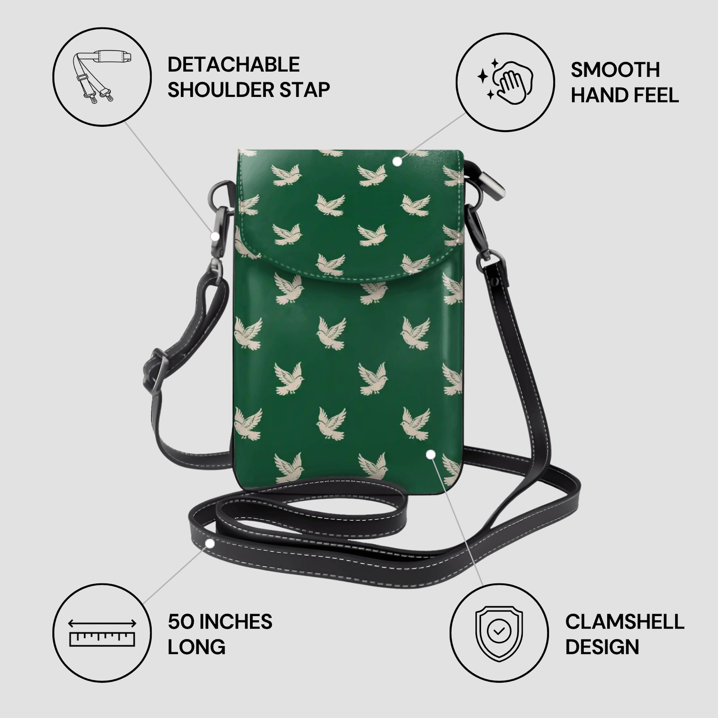 Royal Dove | Crossbody Cell Phone Purse
